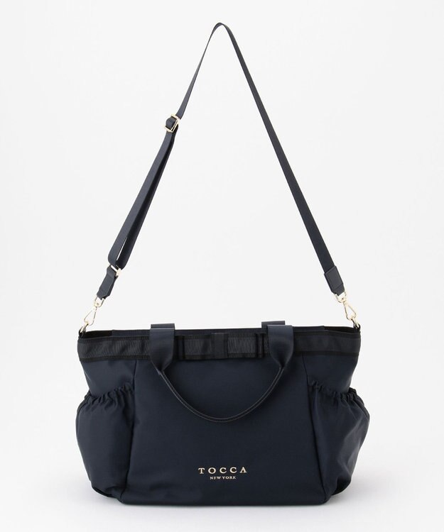 TOCCA DUAL RIBBON NYLON TOTE L トートバッグ L ネイビー系