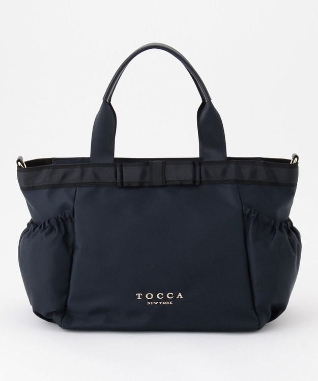 TOCCA DUAL RIBBON NYLON TOTE L トートバッグ L ネイビー系
