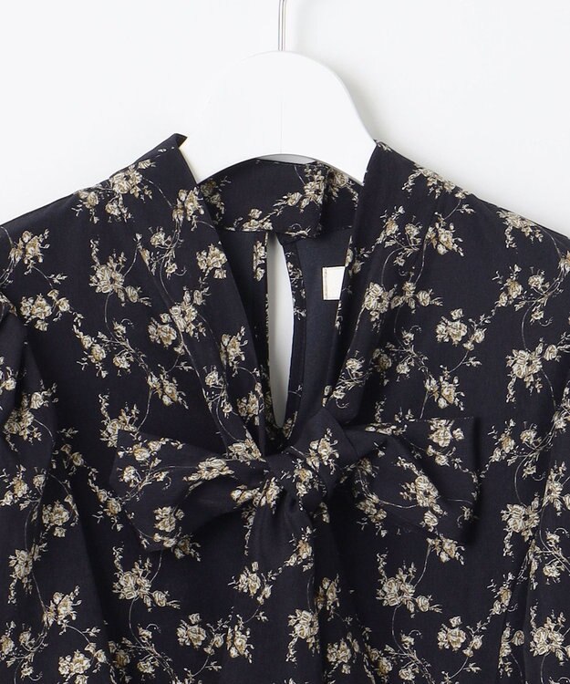 Feroux 【洗える】フラワープリント クラシカル ワンピース ネイビー系1