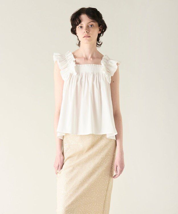 GRACE CONTINENTAL ショルダーフリルトップ ホワイト