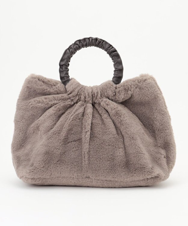 ANY ギャザーハンドルファートートバッグ モカ