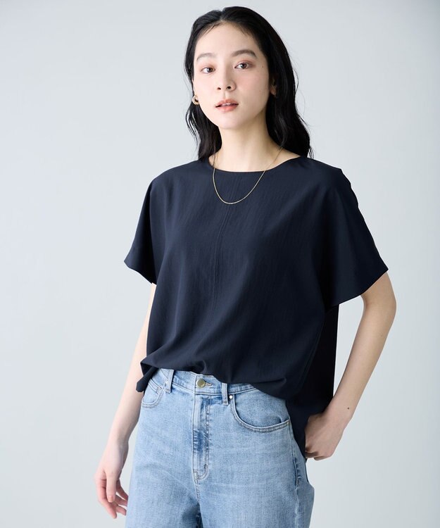 ANY 楽映えドルマンスリーブブラウス（セットアップ着用可） ネイビー