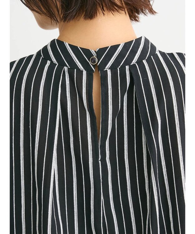 Green Parks ・ＥＬＥＮＣＡＲＥ　ＤＵＥ　ストライプフリルブラウス Black