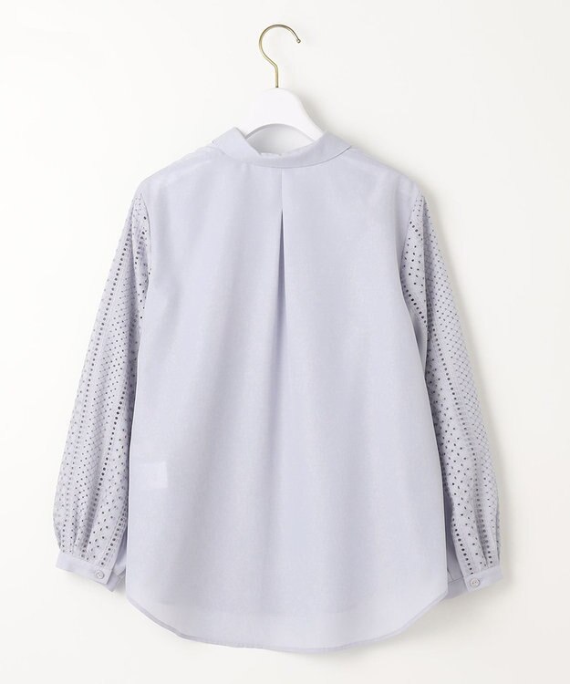 ANY SIS 【洗える】エンブロイダリースリーブ ブラウス ライトブルー