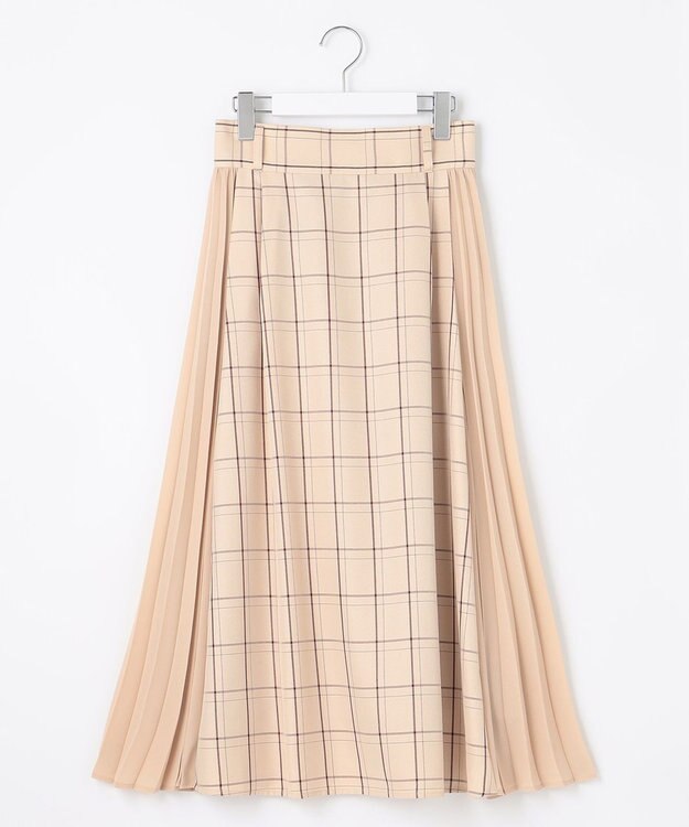 Feroux 【洗える】プリーツコンビチェック スカート ベージュ系3