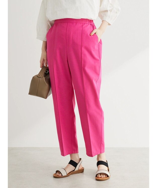 Green Parks 綿麻混イージーテーパードパンツ Shocking Pink