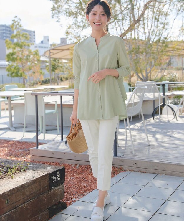 Tiaclasse L 日本製サーラドライ・テーパードパンツ オフホワイト