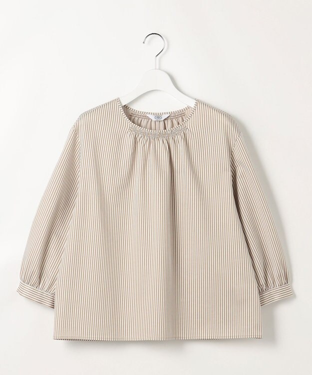 J.PRESS LADIES ストライプジャカード ラウンドネック カットソー キャメルストライプ系