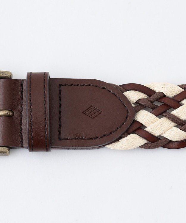 JOSEPH ABBOUD 【イタリア素材/日本製】レザーミックスブレイド ベルト キャメル系