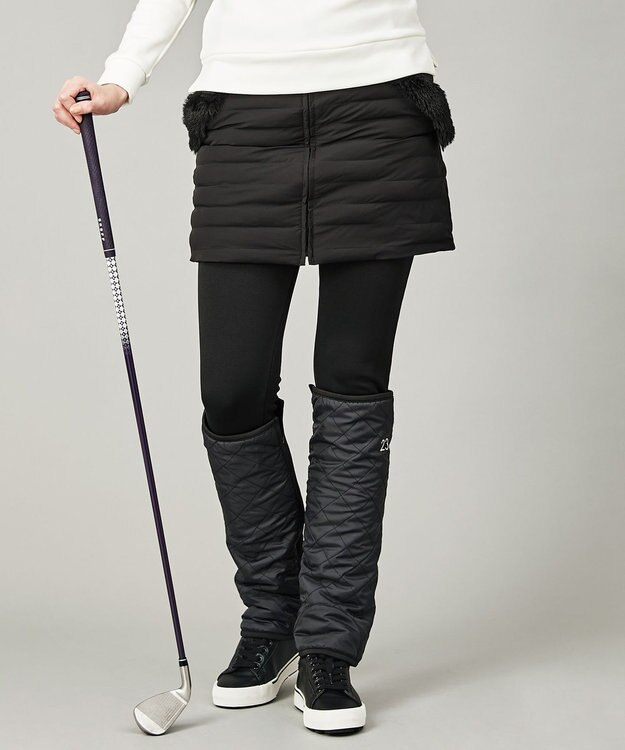 23区GOLF 【WOMEN】【洗える】ナイロンタフタファイバーボール リバーシブル 防寒 スカート ブラック系