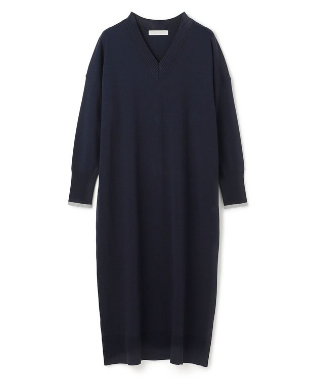 UNFILO 【野呂佳代さん着用】マイビューティニット Ｖネックワンピース ネイビー