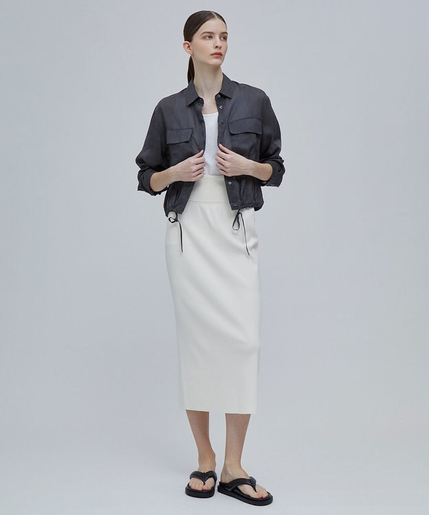 BEIGE， PAULINE / ドローストリングシアーブラウス Slate