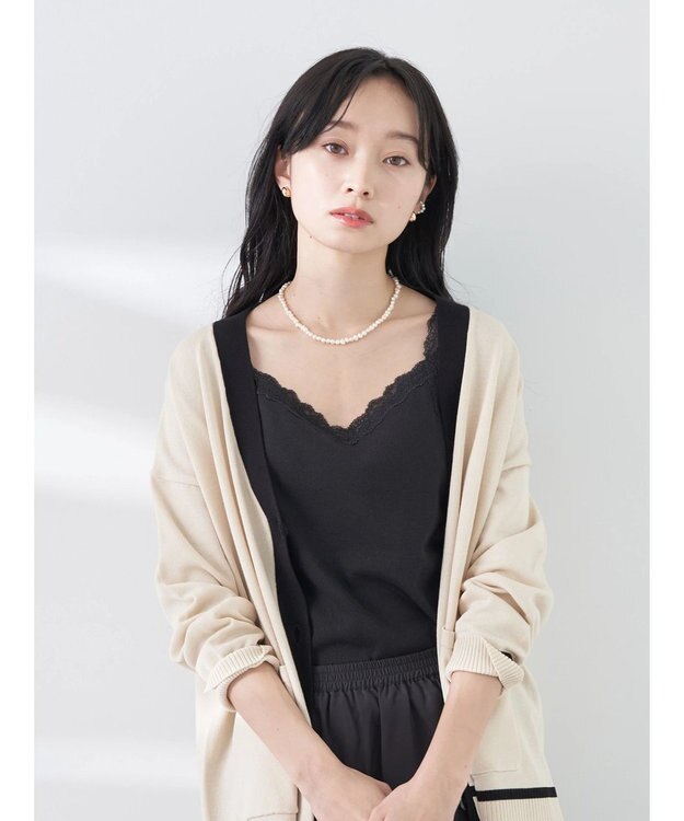 earth music&ecology ２ＷＡＹスクエア＆Vネックネックレースタンクトップ Black