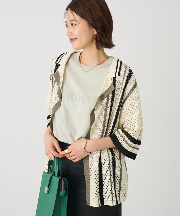 CRAFT STANDARD BOUTIQUE クロシェバイカラーニットプルオーバー Ivory