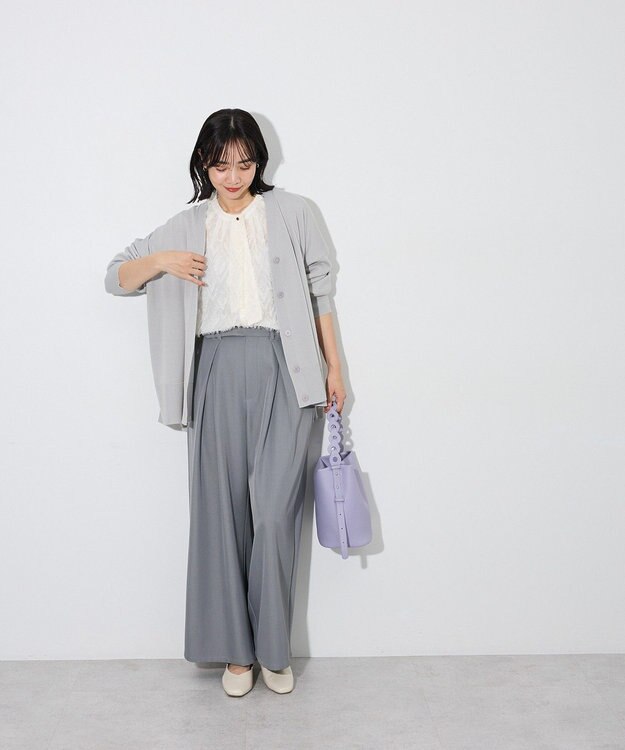 Green Parks ここちニットＶネックカーディガン Gray