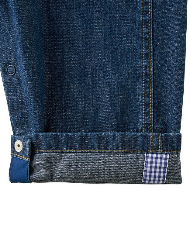 MIKI HOUSE HOT BISCUITS 【70-110cm】ワンポイント 6オンスデニム オーバーオール インディゴブルー