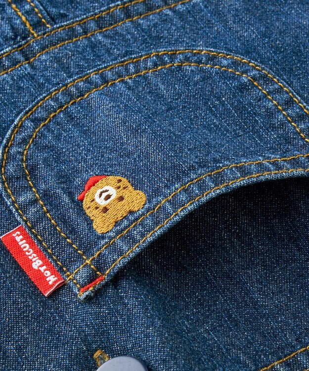 MIKI HOUSE HOT BISCUITS 【70-110cm】ワンポイント 6オンスデニム オーバーオール インディゴブルー