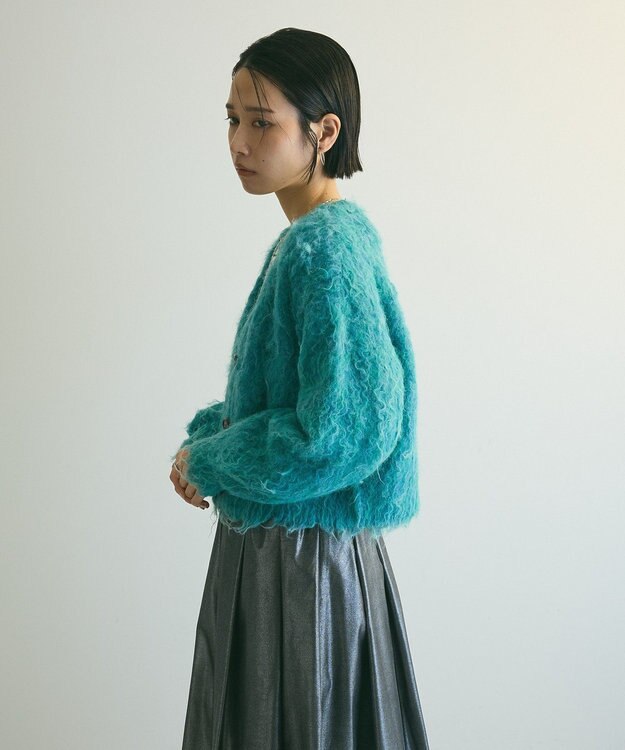 Green Parks armonia．シャギーショートカーディガン Blue