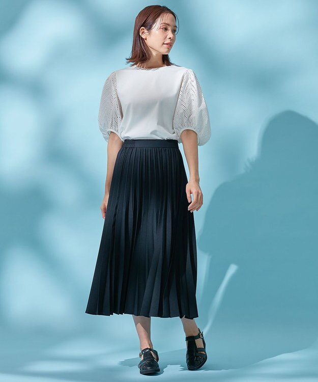 ANY スリーブレースコンビTシャツ オフ