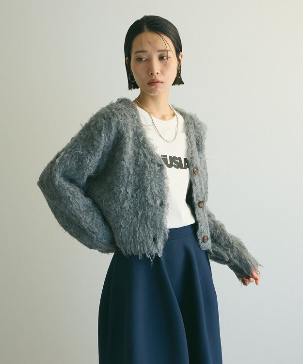 Green Parks armonia．シャギーショートカーディガン Gray