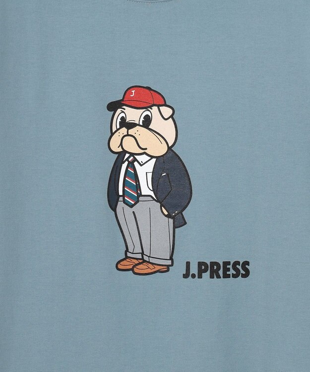 J.PRESS MEN 新デザイン【BULLDOG BOY】プリント Tシャツ サックスブルー系