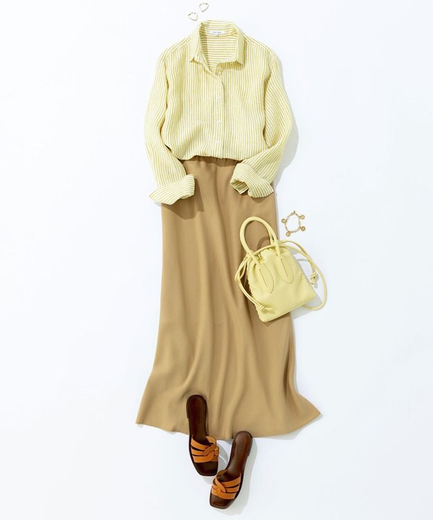 23区 S 【CLASSY. 9月号掲載/WEB限定カラーあり】LIBECO ベーシック シャツ イエローストライプ