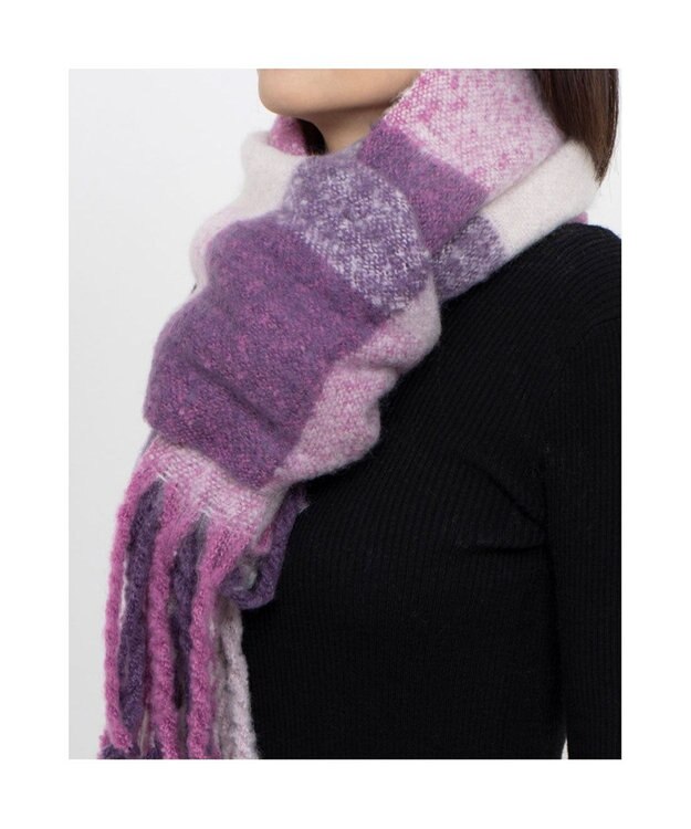 UNBILLION カシュネ cache nez / リサイクルポリブロックチェックストール パープル