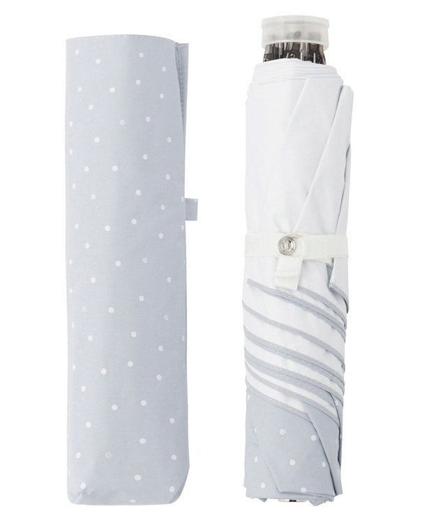 MOONBAT Fuwacool(フワクール) フワクールホワイト 晴雨兼用日傘 折りたたみ傘 ランダムドット 軽量 一級遮光／遮熱／UV サックスブルー