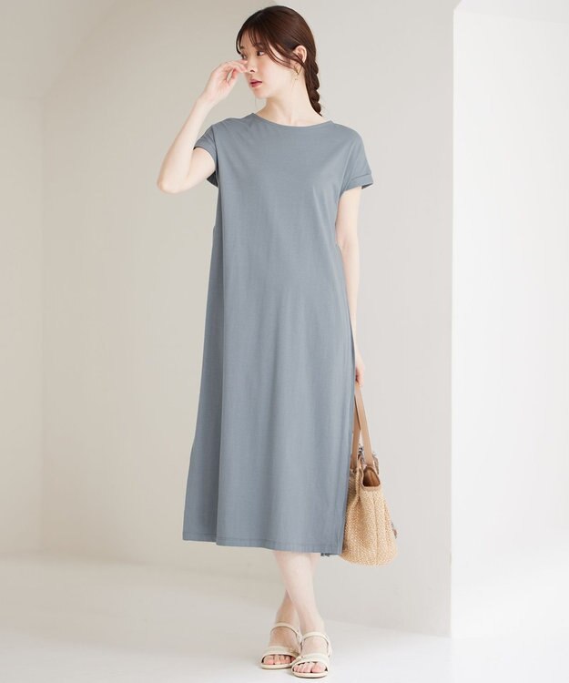 ANY SIS S 【接触冷感・UVケア】冷感サイドプリーツ ワンピース ミント