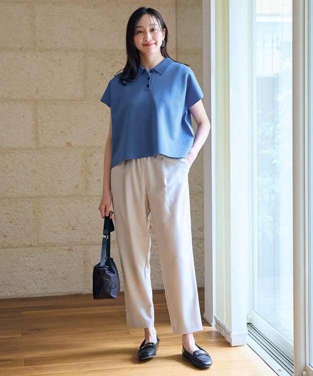 ANY 【ウエストゴム】イージーケアライトストレッチテーパードパンツ ベージュ