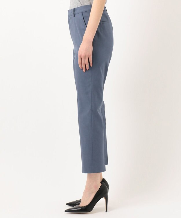 J.PRESS LADIES S 【シワになりにくい】コットンフィッティーシャーク テーパードパンツ ダルブルー系
