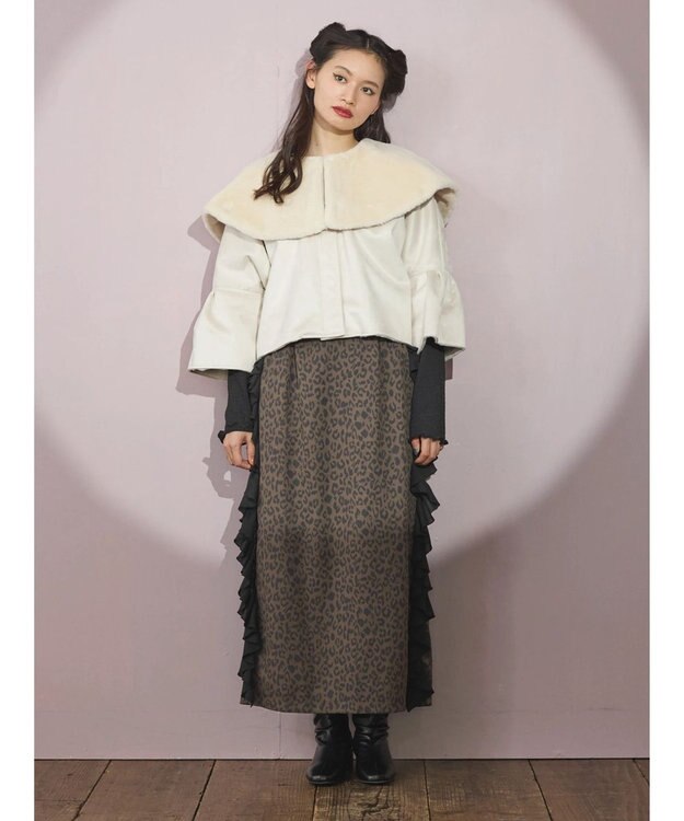 Green Parks ■ＥＳＣＡＲ　フラッフィーケープ付ショートコート Ivory