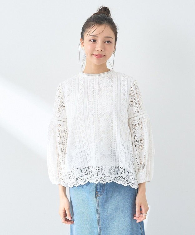 earth music&ecology レースプルオーバー Off White