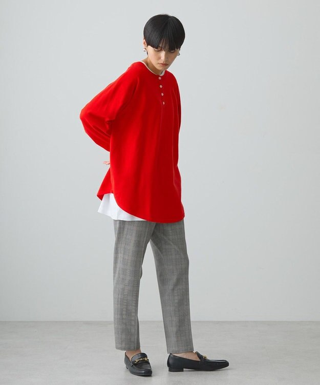 AMERICAN HOLIC ２ＷＡＹバイパチヘンリーネックニットプルオーバー Red