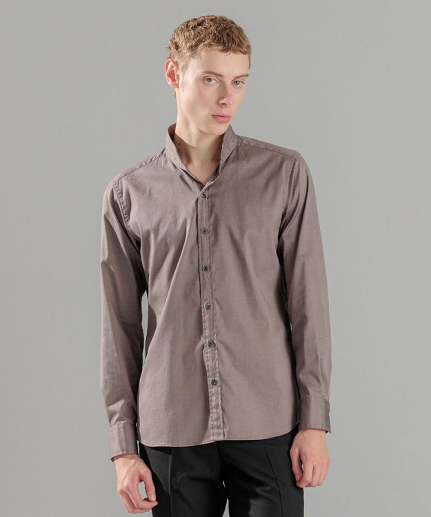 JOSEPH HOMME 80/2 オックス　ウイングカラーシャツ ダークベージュ系