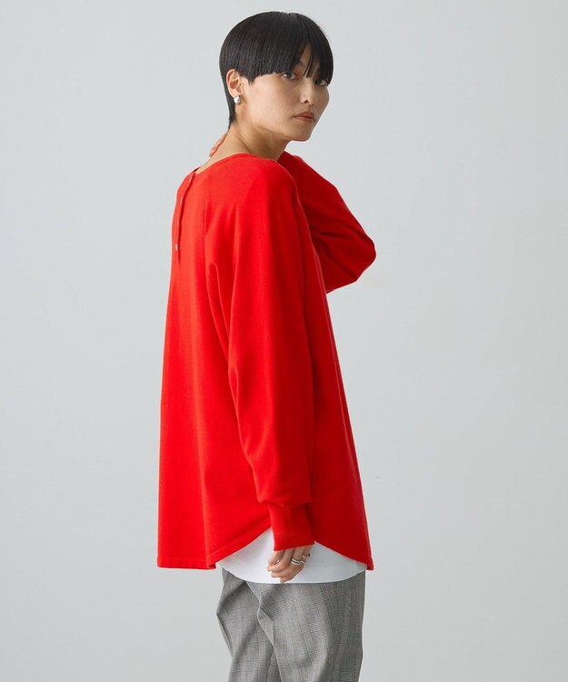 AMERICAN HOLIC ２ＷＡＹバイパチヘンリーネックニットプルオーバー Red