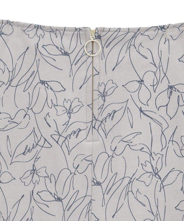 YECCA VECCA ラインフラワー柄フェイクスエードスカート Charcoal Gray