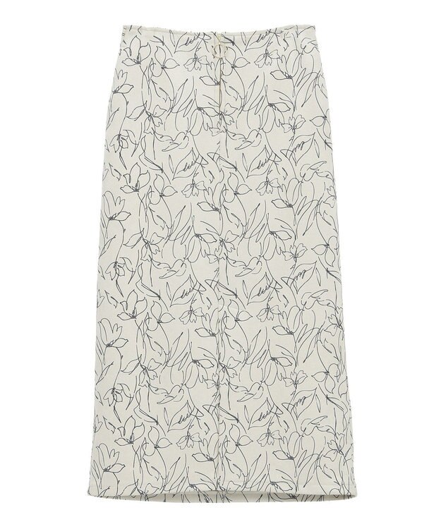 YECCA VECCA ラインフラワー柄フェイクスエードスカート Charcoal Gray