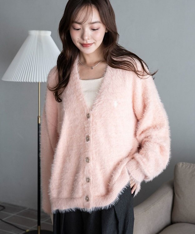 WEGO 【25年秋冬新作/WEB限定】別注USPOLOシャギーニットカーデ ライトピンク