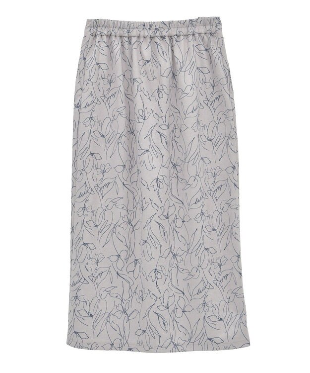 YECCA VECCA ラインフラワー柄フェイクスエードスカート Charcoal Gray