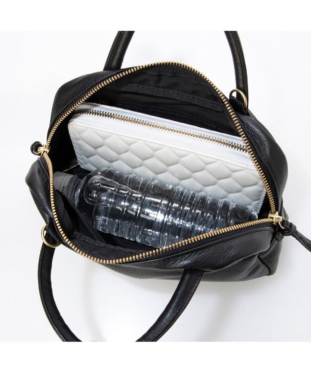 UNBILLION ペルケ perche / ガーメントレザー・ランドスケープ2wayミニボストン ブラック