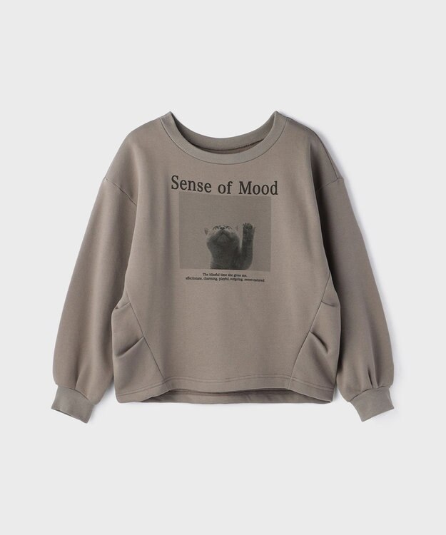 GRACE CONTINENTAL Catphoto裏毛トップ カーキ