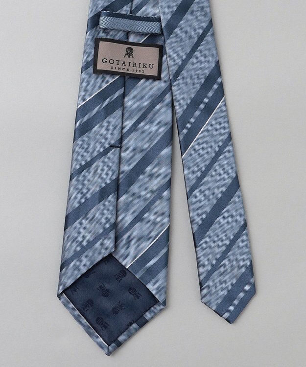 GOTAIRIKU  GOTAIRIKU別注【日本製】シルク ネクタイ_レジメンタル柄 サックスブルー×ブルー