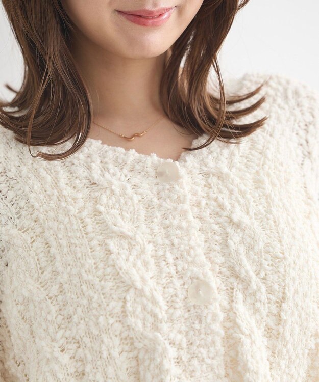 earth music&ecology ポコポコケーブルカーディガン Ivory