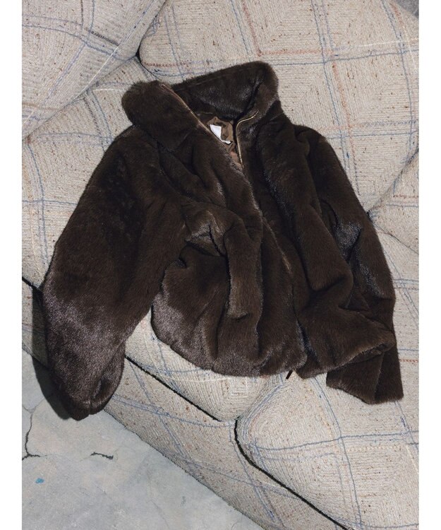 Te chichi 【宮本茉由着用】グラデーションファースタンドジャケット ブラウン