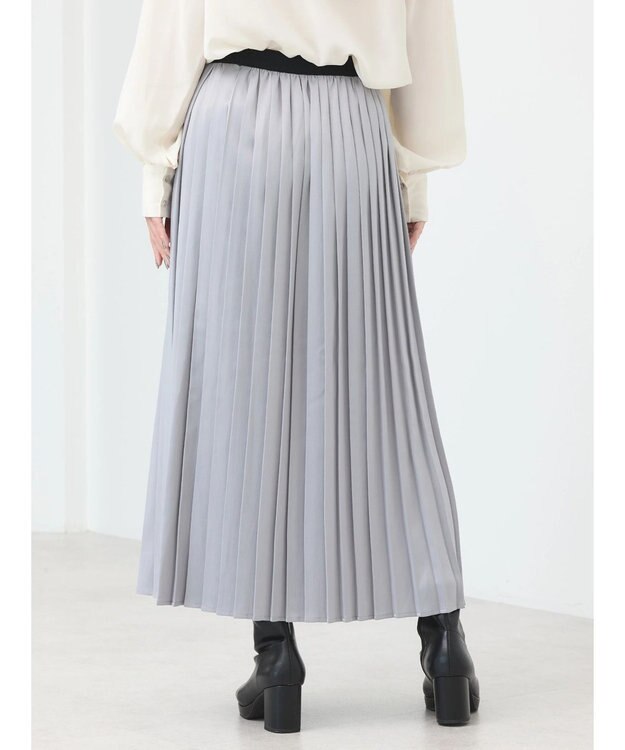 earth music&ecology サテンプリーツスカート Silver
