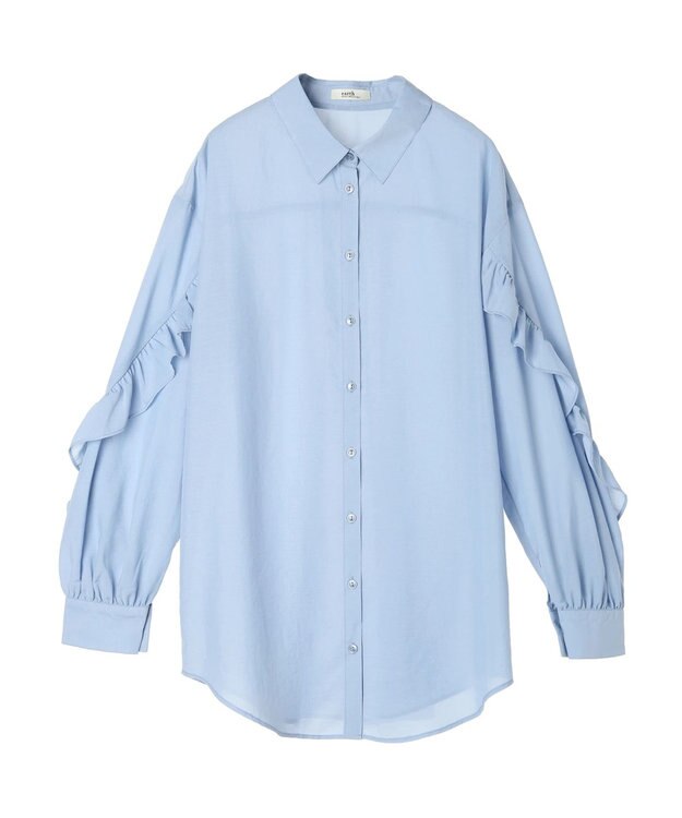 earth music&ecology フリルスリーブシャツ Sax