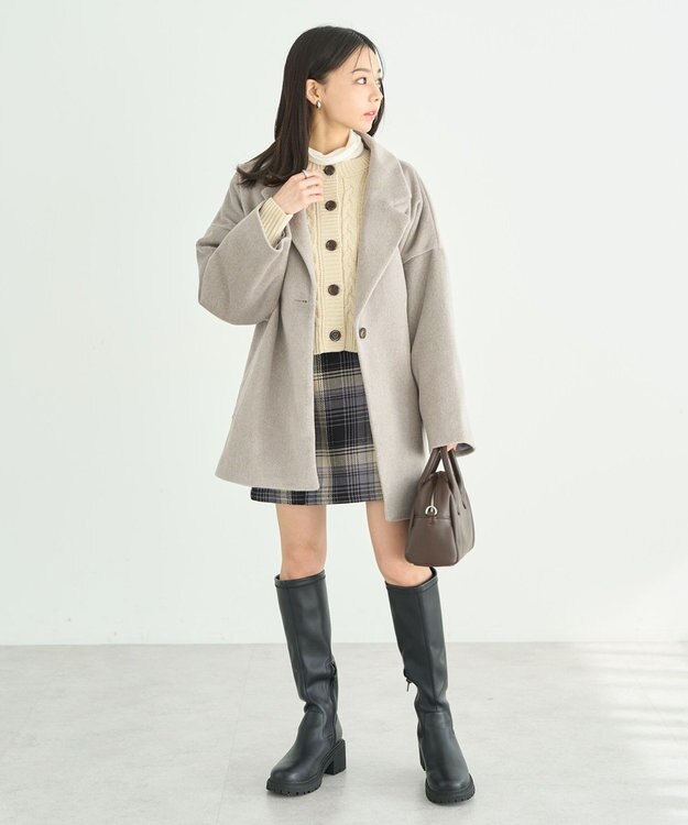 earth music&ecology オーバーテーラードジャケット　シャギー Gray Beige