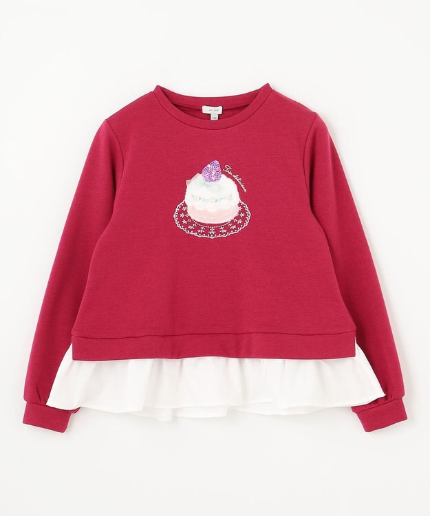 ANY KIDS 裏シャギーレイヤード風トレーナー レッド（ケーキ）