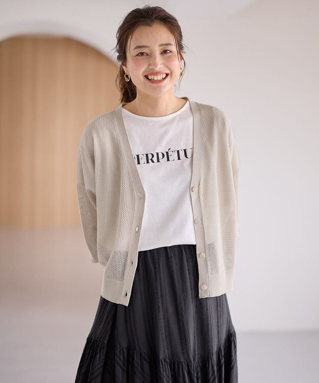 ANY メッシュカーディガン サンドベージュ